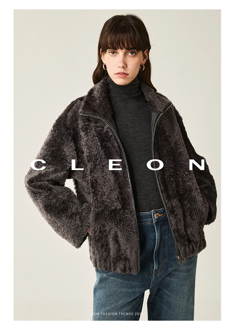 High-end Luxury Lacon Lamb Fur Cropped Winter Jackets for Women 2025 Simple Stand Collar Genuine Leather Real Fur Shearling Coat High-end Luxury Lacon Lamb Fur Cropped Winter Jackets for Women 2025 Simple Stand Collar Genuine Leather Real Fur Shearling Coat