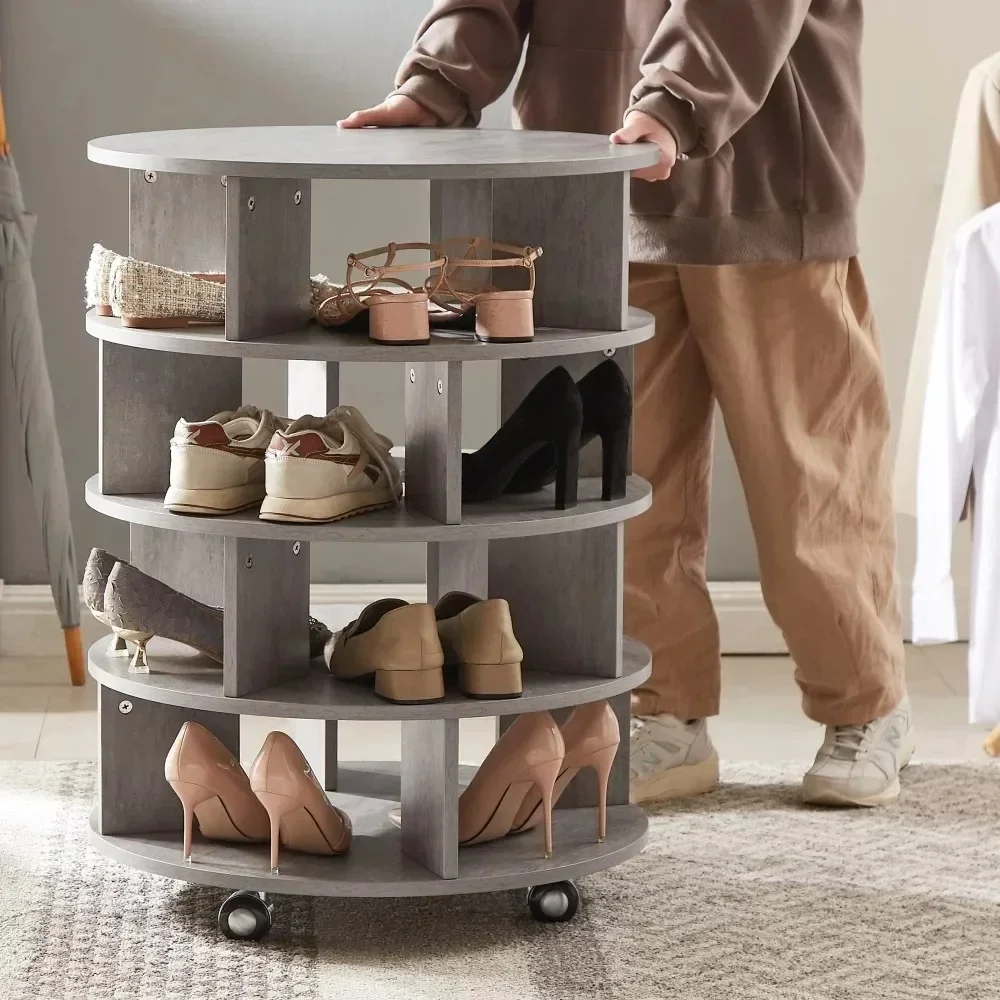 Shoe Cabinet, 4 Tier Revolving Shoe Storage with 4 Wheels, 360 Spinning Wood Round ,Grey, Shoe Cabinets Shoes Rack
Shoe Cabinet, 4 Tier Revolving Shoe Storage with 4 Wheels, 360 Spinning Wood Round ,Grey, Shoe Cabinets Shoes Rack