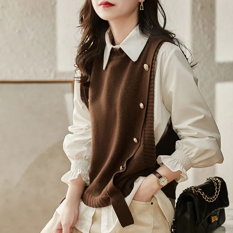 Sweater Vests Women Button Solid Fashionable O-Neck Sleeveless Female Clothing Korean Version Autumn Trendy Knitting All-match
Sweater Vests Women Button Solid Fashionable O-Neck Sleeveless Female Clothing Korean Version Autumn Trendy Knitting All-match