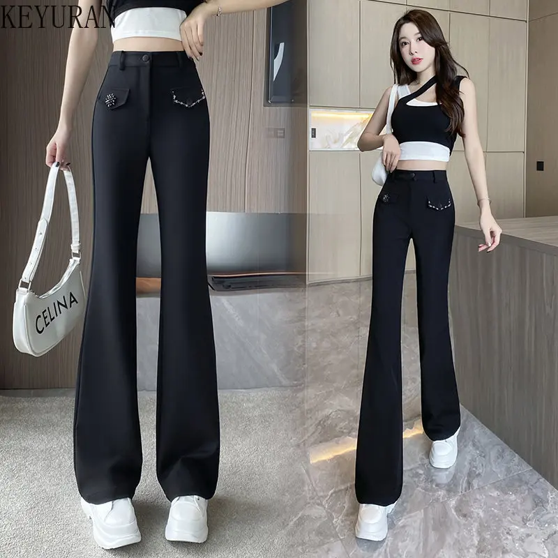 Black Beading High Waist Flare Pants Women 2023 Spring Autumn Female Fahsion Korean Vintage Casual Slim Trousers Ladies Clothes
Black Beading High Waist Flare Pants Women 2023 Spring Autumn Female Fahsion Korean Vintage Casual Slim Trousers Ladies Clothes
