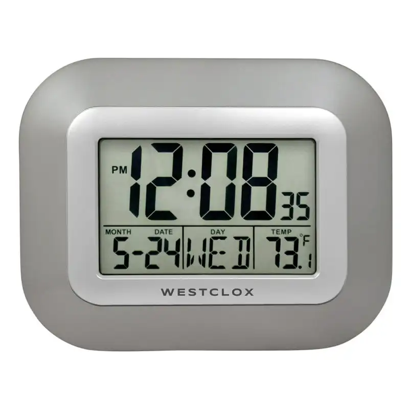 Modern Silver Easy To Read LCD Display Digital Wall Clock with Large Numbers and Day, Date, and Temperature Astronomy room decor
Modern Silver Easy To Read LCD Display Digital Wall Clock with Large Numbers and Day, Date, and Temperature Astronomy room decor