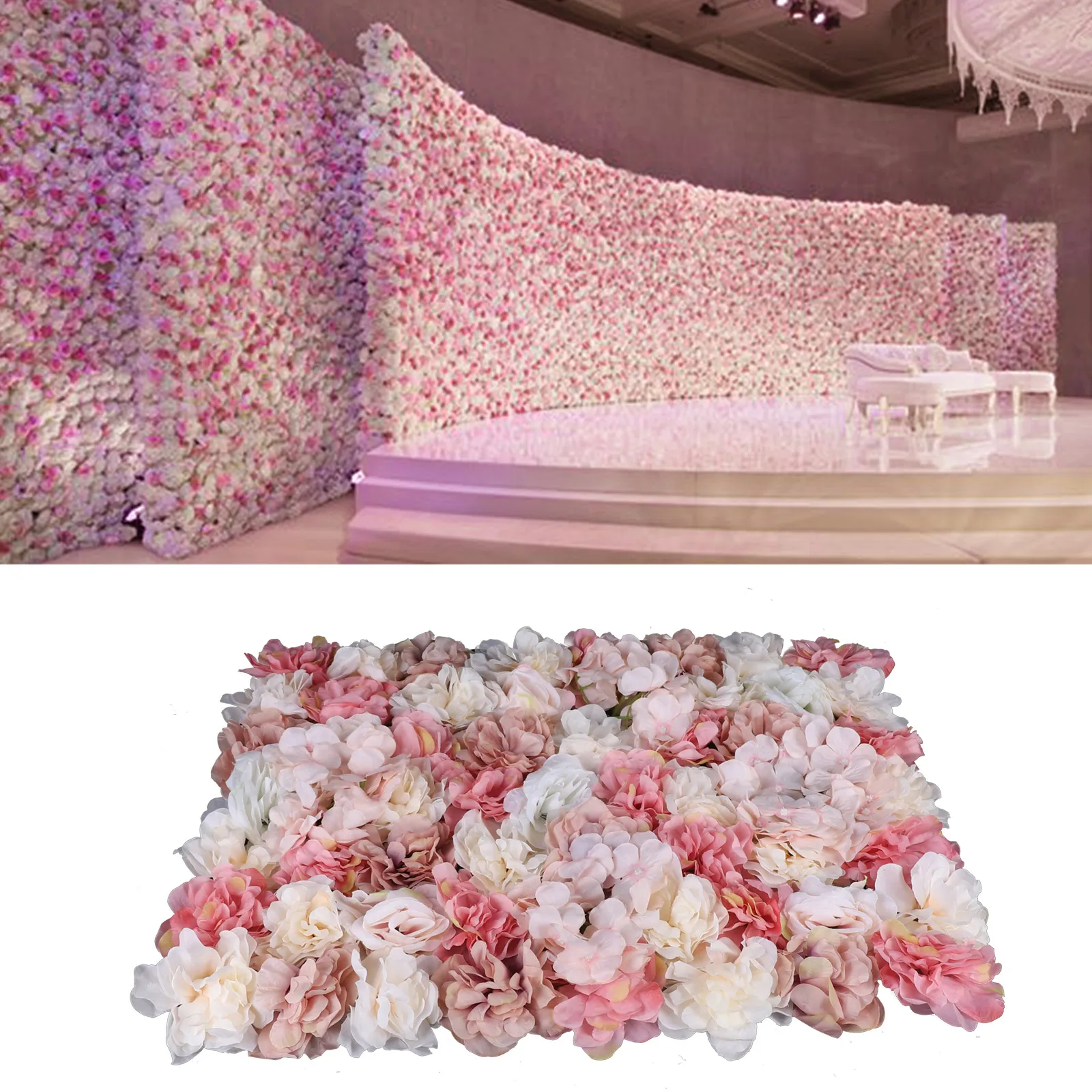 

6 Pcs Artificial Silk Flower Wall Panel Hydrangea Wedding Party Backdrop Rose Bouquet Romantic Flower Decoration