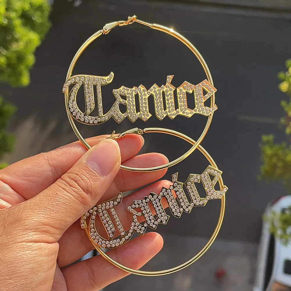 Women 30MM-100MM Custom Zircon Name Earrings Letter Big Personalised Earrings With Statement Words Hiphop Sexy Jewelry
Women 30MM-100MM Custom Zircon Name Earrings Letter Big Personalised Earrings With Statement Words Hiphop Sexy Jewelry
