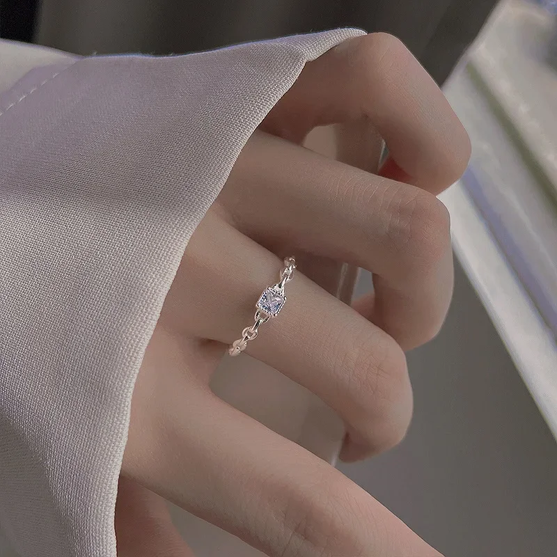 New Trendy S925 Sterling Silver Square Diamond Plain ring Female Open Ring Cold Wind Light Luxury Niche Simple Ring Wholesale
New Trendy S925 Sterling Silver Square Diamond Plain ring Female Open Ring Cold Wind Light Luxury Niche Simple Ring Wholesale