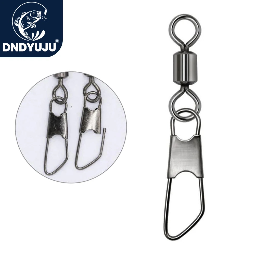 

DNDYUJU 10-100X Fishing Barrel Rolling Swivel A-type Pin Fishing Lure Connector Lure Snap FishHooks Line Tool FishingAccessories