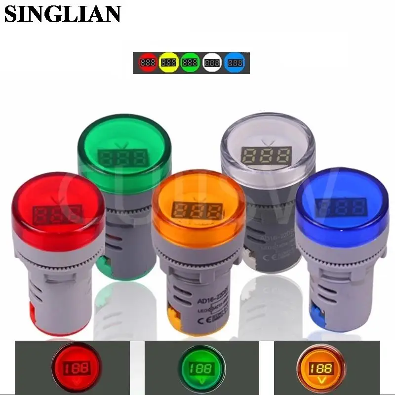 AD16-22DS Mini Circular AC Voltmeter 22mm 22DSV LED Digital Display Voltmeter Round AC Indicator Light Voltage Meter AC60~500V
AD16-22DS Mini Circular AC Voltmeter 22mm 22DSV LED Digital Display Voltmeter Round AC Indicator Light Voltage Meter AC60~500V