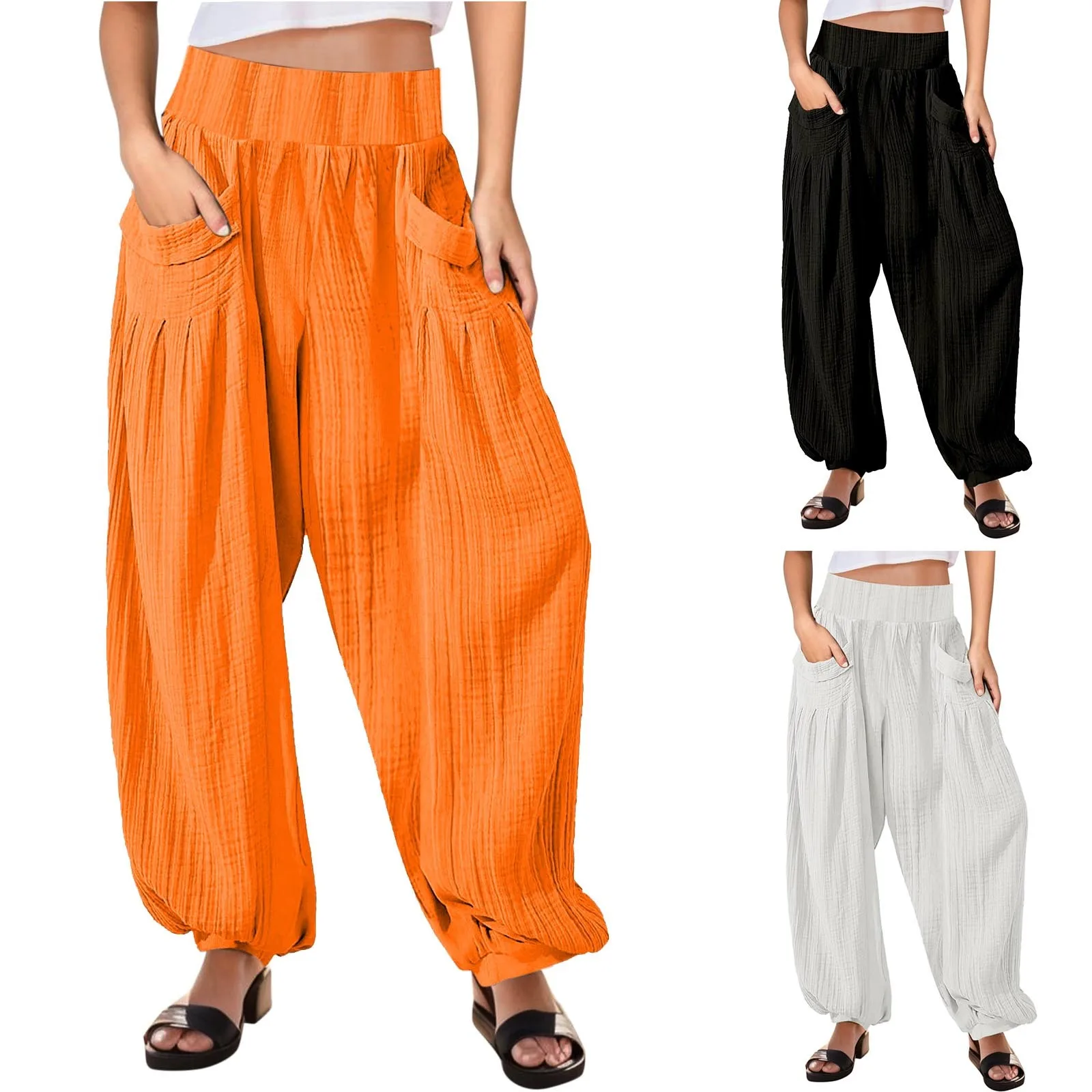 Women's High Waist Wide Leg Harem Pants Fashion Casual Elastic Waist Pants Bohemian Beach Vacation Loose Pants With Pockets
Women's High Waist Wide Leg Harem Pants Fashion Casual Elastic Waist Pants Bohemian Beach Vacation Loose Pants With Pockets