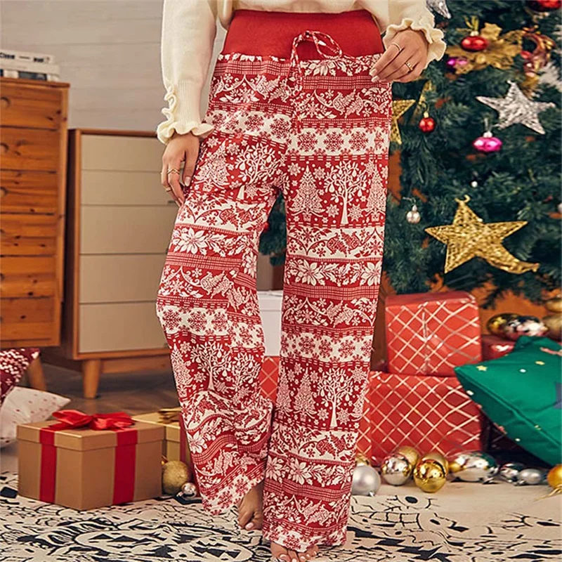 Women'S Christmas Pajamas Pants Elastic High Waisted Wide Leg Casual Pants Drawstring Pants Autumn Winter Loose Casual Red Pants
Women'S Christmas Pajamas Pants Elastic High Waisted Wide Leg Casual Pants Drawstring Pants Autumn Winter Loose Casual Red Pants