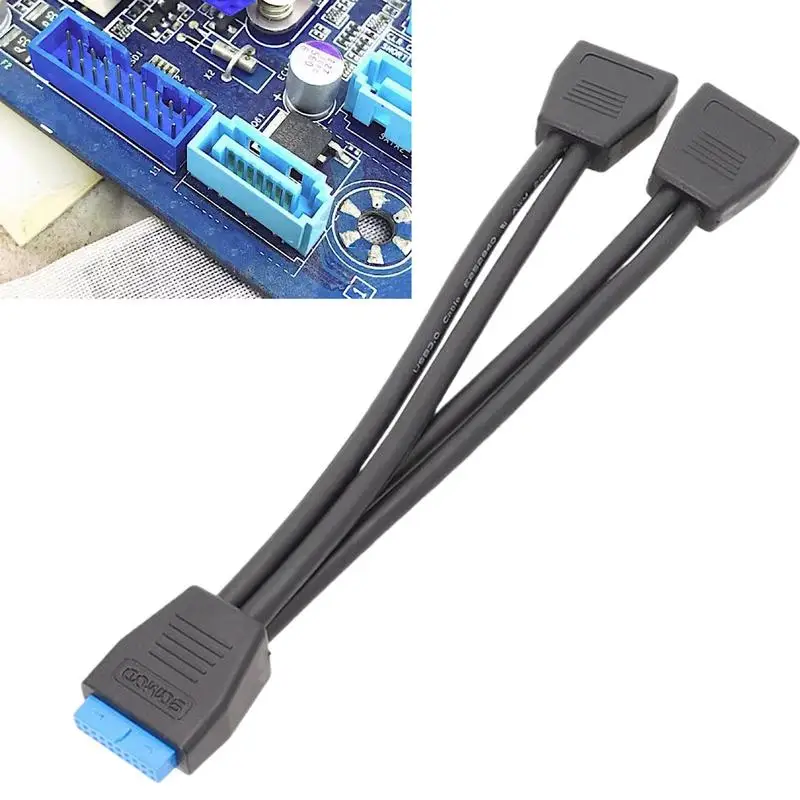 

USB 3.0 Header Splitter Molded Y-Type Cable Extension 2 Port Splitter Audio Connectors For Laptops Printers Desktop Computers
