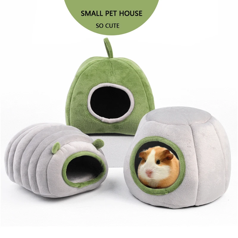 

Small Pet Cute House Hamster Bed Super Warm Guinea Pig Cage Accessories Cave Cozy Hideout For Hedgehog Bearded Totoro Sofa Items