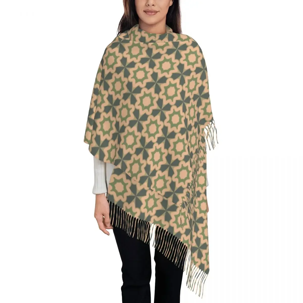 

Abstract Ornannental Pattern Design Women's Pashmina Shawl Wraps Fringe Scarf Long Large Scarf