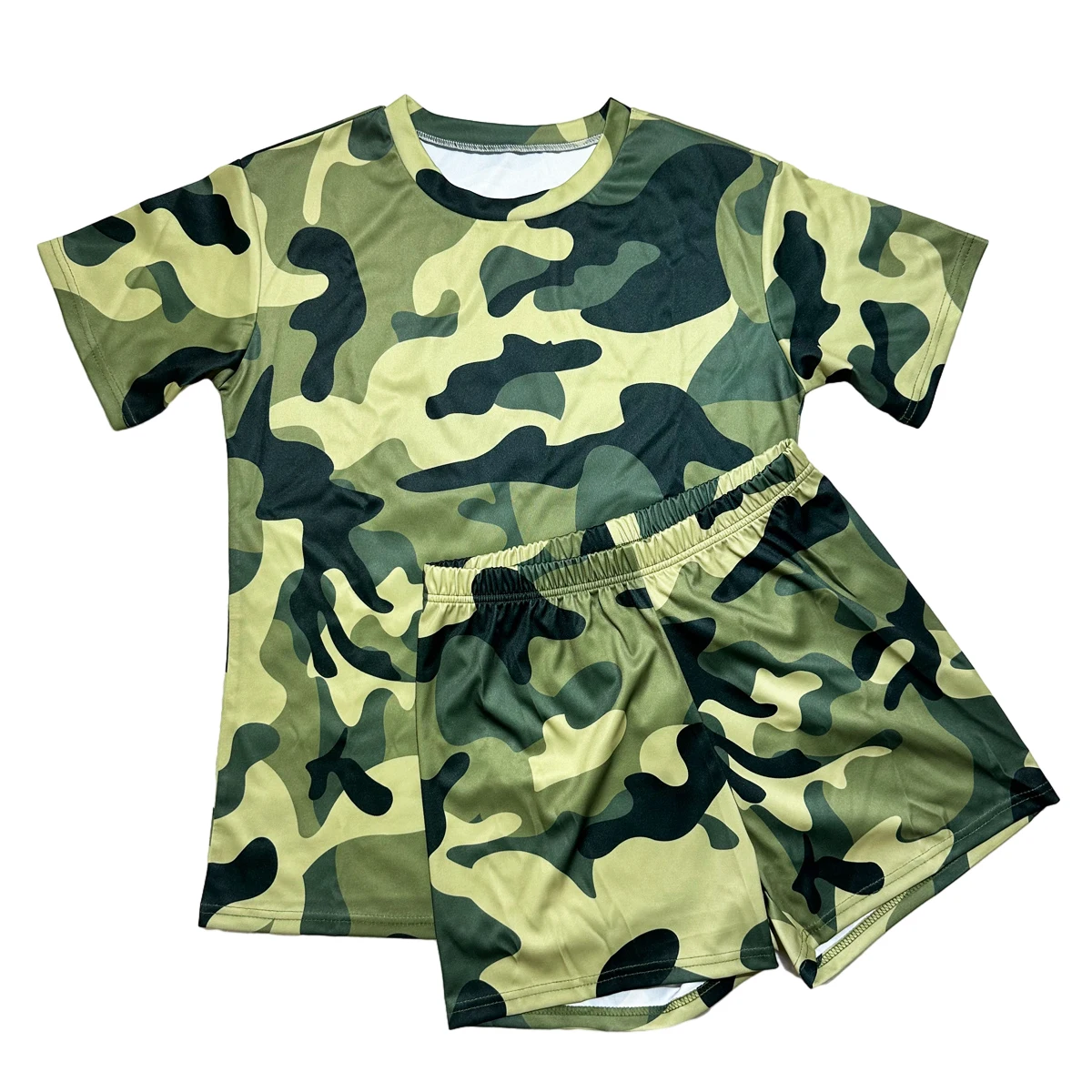 Women Camo Print 2 Piece Outfits Summer Loungewear Short Sleeve T Shirts Short Pants Set Joggers Tracksuits Biker Shorts Set
Women Camo Print 2 Piece Outfits Summer Loungewear Short Sleeve T Shirts Short Pants Set Joggers Tracksuits Biker Shorts Set