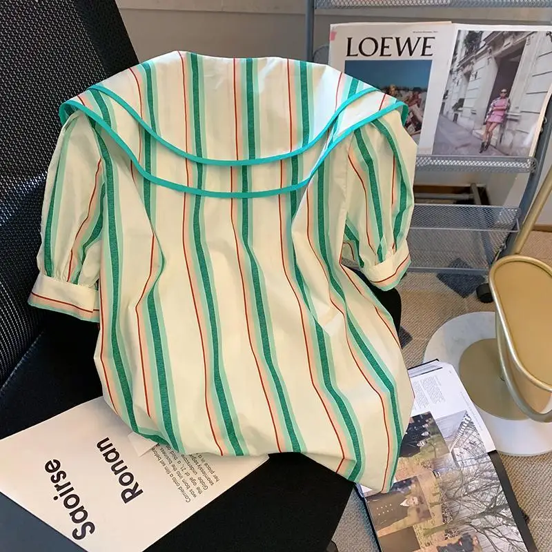 2022 Summer New Fashion Double Layer Doll Collar Shirts Feminine Puff Sleeves Cute Chic Tops Boutique Clothing Simple Style
2022 Summer New Fashion Double Layer Doll Collar Shirts Feminine Puff Sleeves Cute Chic Tops Boutique Clothing Simple Style