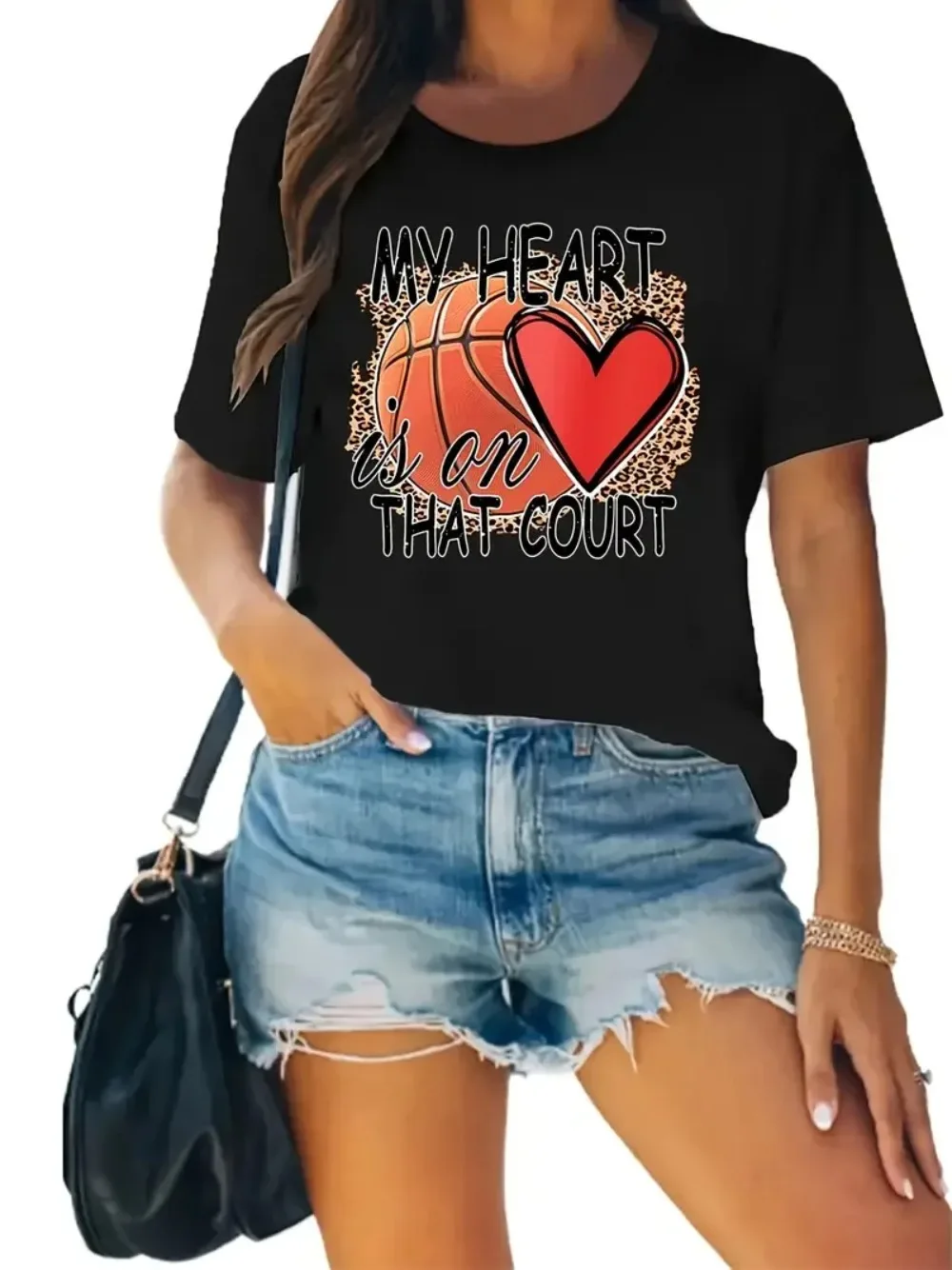 

Y2k летняя свободная футболка с коротким рукавом, топ с принтом баскетбольной любви, веселая модная Ретро футболка для любителей баскетбола в стиле Харадзюку для отдыха