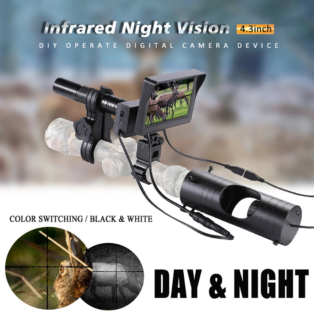 

4.3 Inch HD 1080P Rifle Scope Monoculars Telescope Infrared Night Vision Sight Support 35mm~45mm Sight for Outdoor Hunting