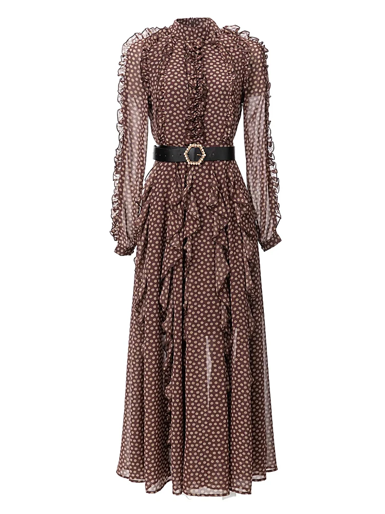 Runway Luxury Female Autumn High Quality Fashion Party Flower Printing Belt Elegant Casual Beach Long Sleeved Dresses For Women
Runway Luxury Female Autumn High Quality Fashion Party Flower Printing Belt Elegant Casual Beach Long Sleeved Dresses For Women