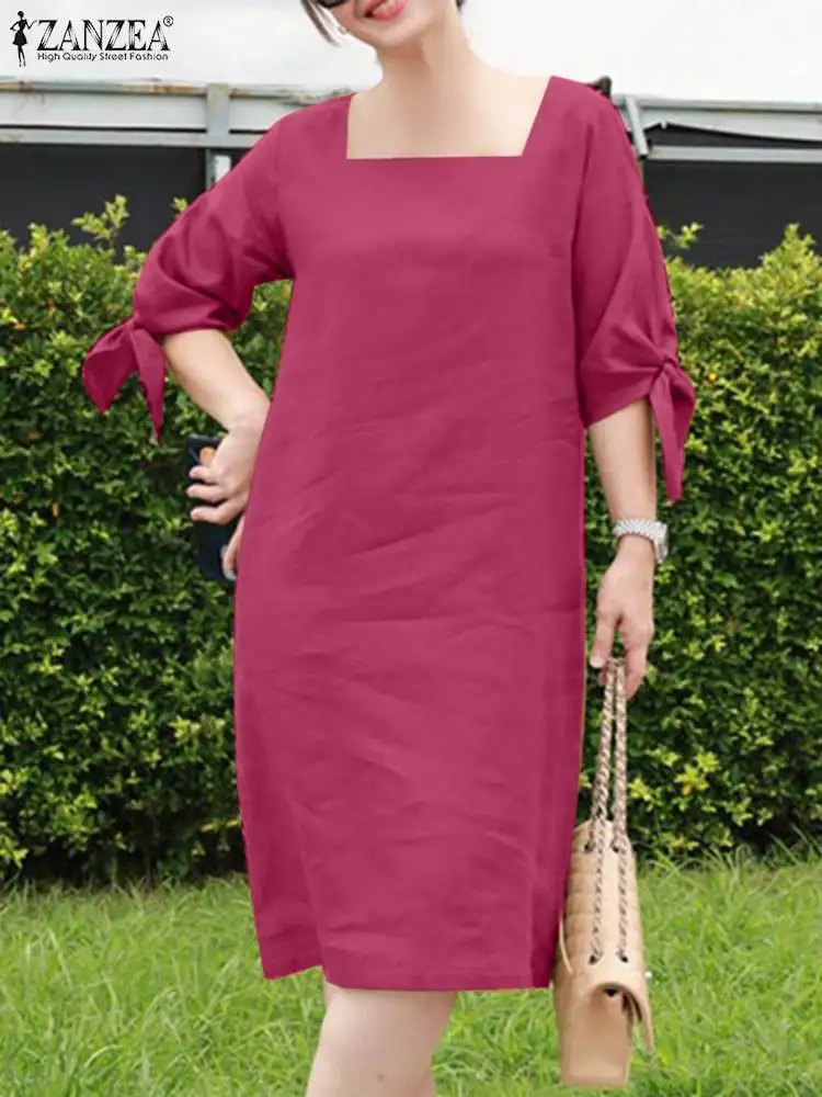 ZANZEA Elegant Lace-up Dress Spring Casual Solid Color Vestidos 3/4 Sleeve Square Collar Dresses Woman Fashion Party Sundress
ZANZEA Elegant Lace-up Dress Spring Casual Solid Color Vestidos 3/4 Sleeve Square Collar Dresses Woman Fashion Party Sundress