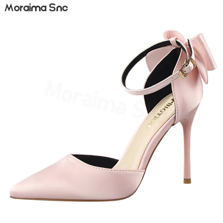 Satin Hollow Back Bowknot Sandals Stiletto High-Heel Shallow Mouth Pointy Toe with Baotou Sandals Ankle Buckle Wedding Shoes
Satin Hollow Back Bowknot Sandals Stiletto High-Heel Shallow Mouth Pointy Toe with Baotou Sandals Ankle Buckle Wedding Shoes