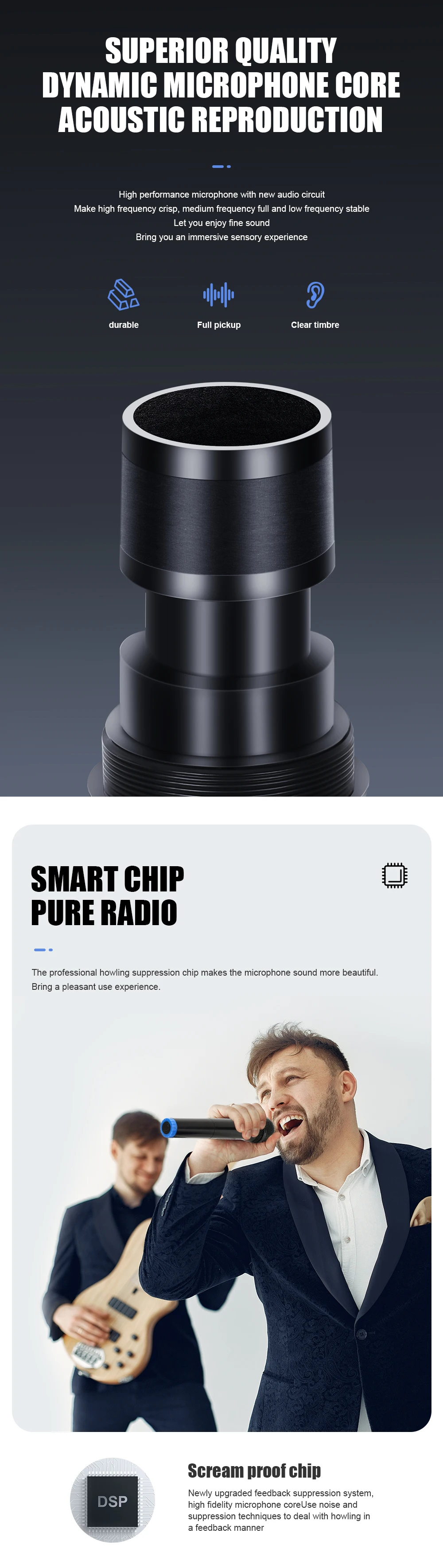 Wireless Microphone Dynamic Handheld Microphones Karaoke Microphone Mic with Rechargeable Receiver for Wedding Party Church Club Wireless Microphone Dynamic Handheld Microphones Karaoke Microphone Mic with Rechargeable Receiver for Wedding Party Church Club