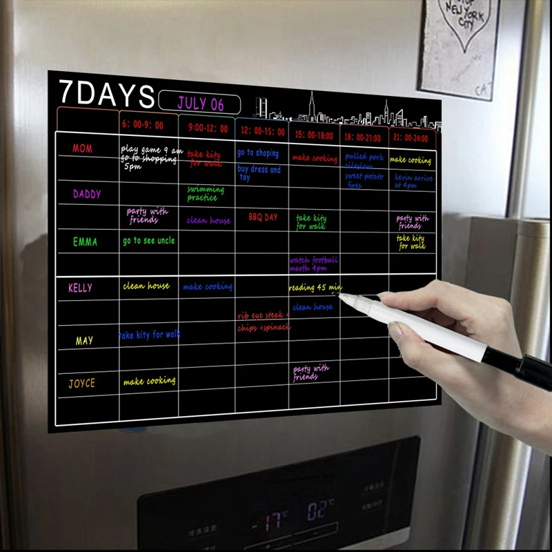 

Магнитный сухой стираемый календарь 16x12 дюймов, белая доска, Еженедельный планировщик, органайзер A3, белая доска для холодильника, холодильника, кухни, стиль хо