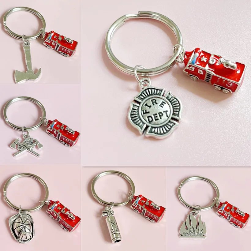 Fire Fighting Truck Fire Dept Fire Engine Creative Gift Fireman KeyChain KeyRing Women Man Accessories Jewelry Pendant 
Fire Fighting Truck Fire Dept Fire Engine Creative Gift Fireman KeyChain KeyRing Women Man Accessories Jewelry Pendant