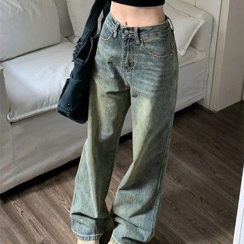 Calças Capri Jeans Baggy Femininas no Estilo Y2k: Estilo Retro e Conforto Casual 9 Deeptown Y2k Baggy Wide Leg Jeans Women Vintage Streetwear Washed Denim Pants Grunge Basic Slouchy Blue Trousers Femme Spring