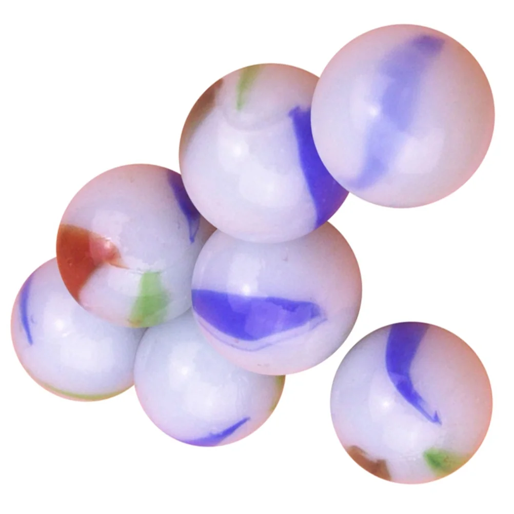 

16MM Colored Glass Marbles For Kids Bulk Milk White Patterned Glass Beads Balls for Kids DIY Craft