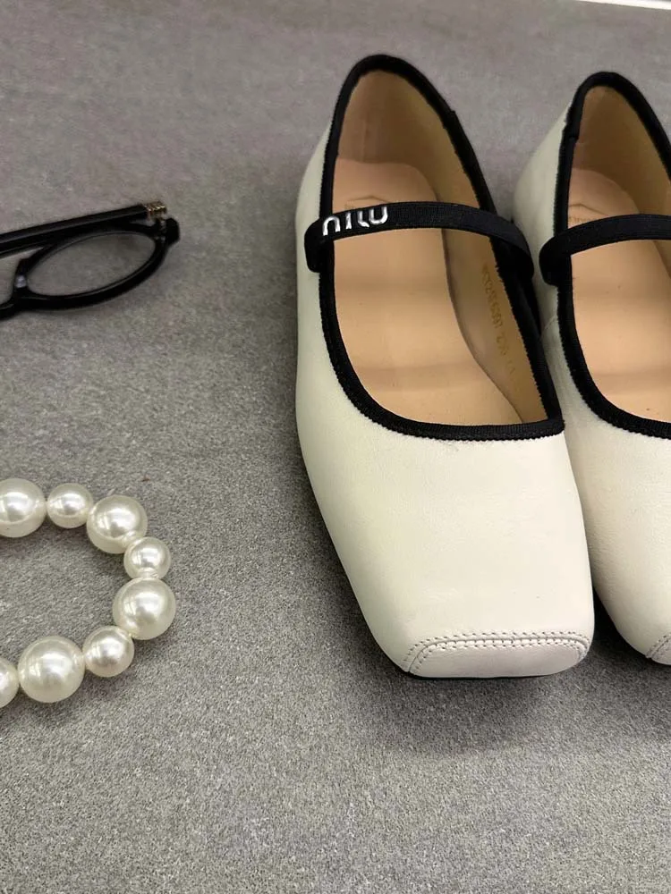 Women Ballet Flats Fashion Square Toe Pumps Female Mary Jane Shoes Soft Leather Slip-on Casual Shoes Office Lady Work Thin Shoes S7f27d50e68e9412db1437994087c6635Z