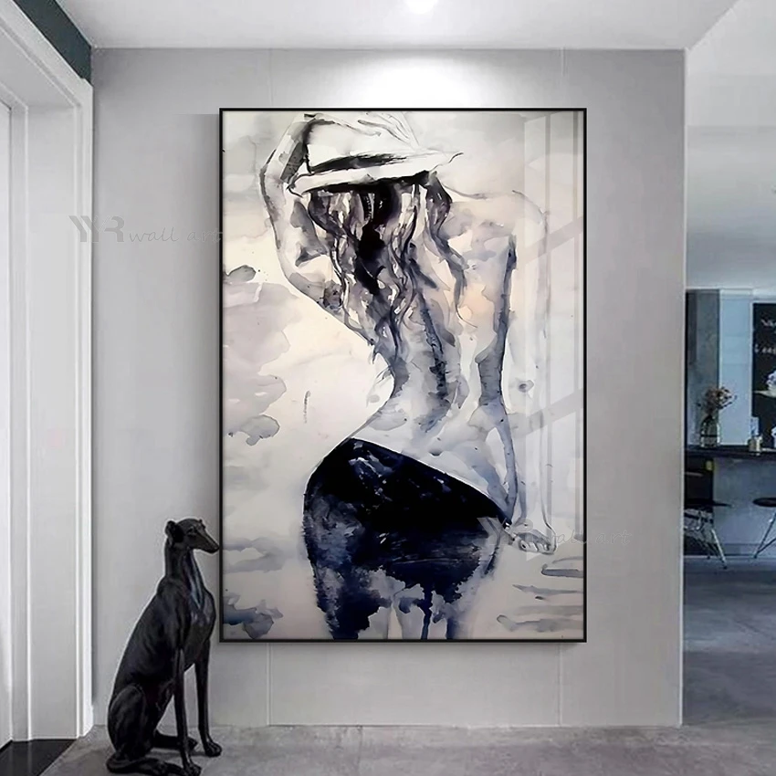 

100% Handmade Oil Painting Abstract Nude Woman Back Wall Decor Hanging Poster Acrylic Canvas Mural for Living Room Bedroom Hotel