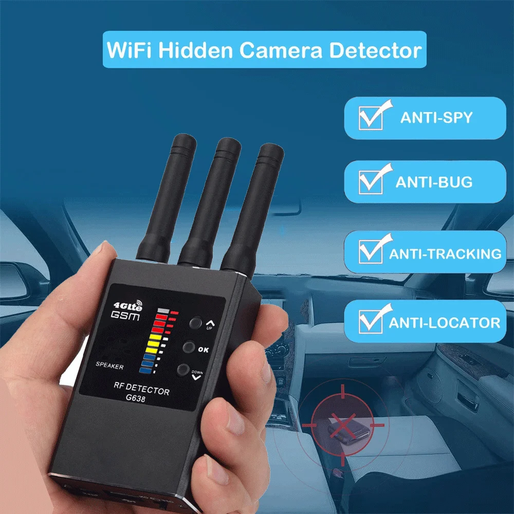 G638 Anti Spy Wireless RF Signal Detector GSM GPS Tracker Hidden Camera Eavesdropping Device Military Professional Version G738
G638 Anti Spy Wireless RF Signal Detector GSM GPS Tracker Hidden Camera Eavesdropping Device Military Professional Version G738