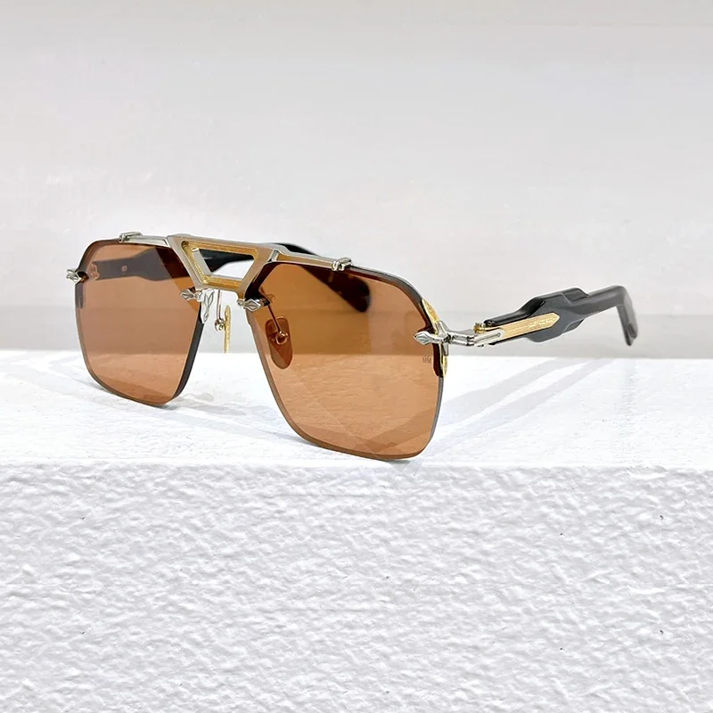 

JMM SILVERTON фирменный дизайн чистого титана ручной работы двойной луч для женщин Персонализированные UV400 Модные мужские уличные солнцезащитные очки