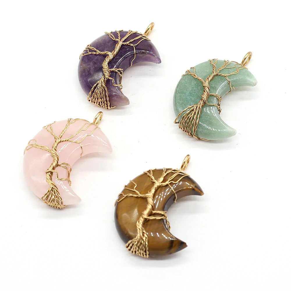 Natural Stone Pendants Gold Color Wire Wrap Moon Amethysts Black Agates for Jewelry Making Diy Women Necklace Gifts
Natural Stone Pendants Gold Color Wire Wrap Moon Amethysts Black Agates for Jewelry Making Diy Women Necklace Gifts