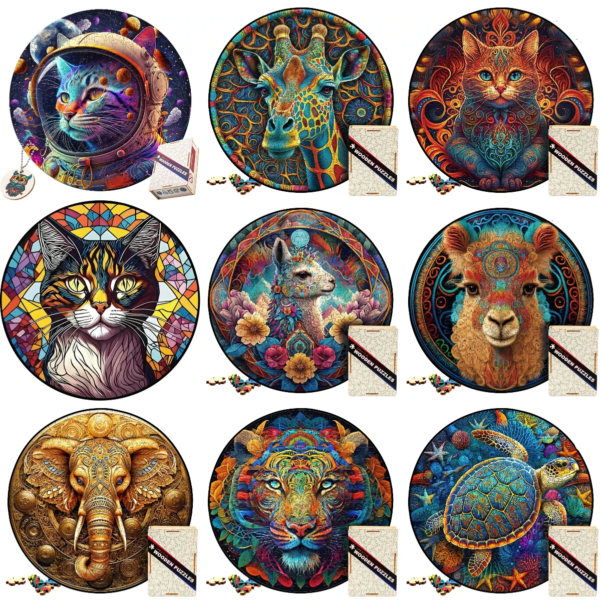 

Animal jigsaw Puzzle Galaxy Space Cat Toy Astronaut Cats Puzzles Wooden Toys For Kids Cat Kitten 3D Wood Puzzle Children Gift