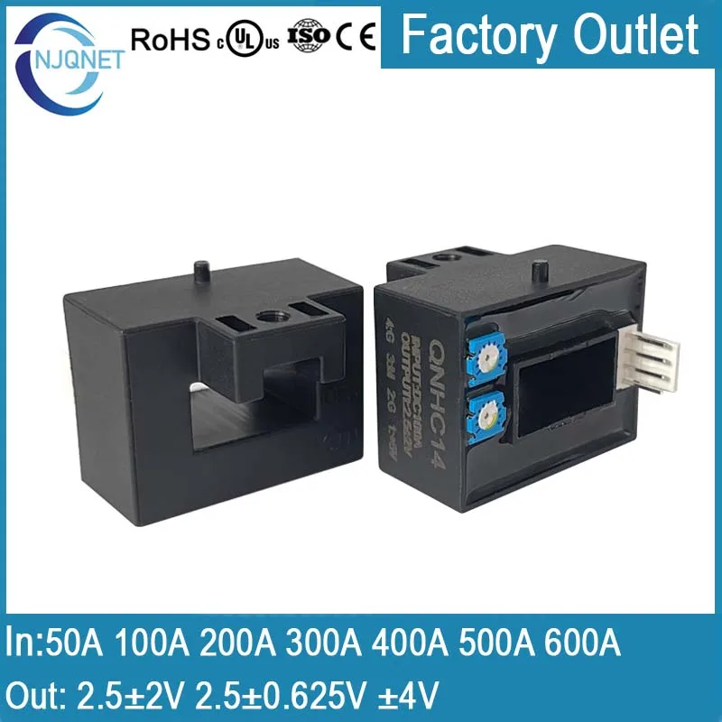 

hall current sensor QNHC14 dc 50A 100A 200A 300A 400A 500A 600A / 2.5±2V 2.5±0.625V transformer hall effect current transducer