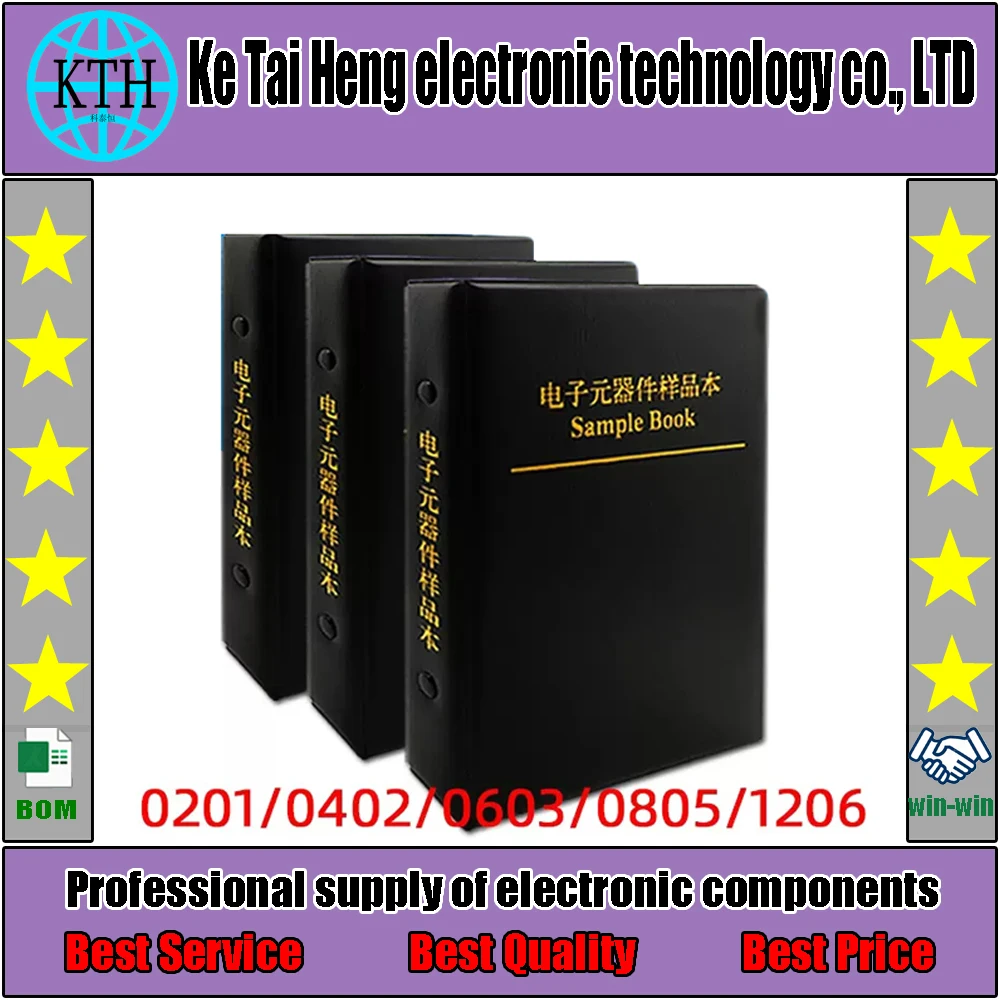 

Resistor Kit Smd Book 0805 Chip Resistor Assortment Kit 0201 0402 0603 1206 1% FR-07 SMT 170 Values 0R-10M Smd Sample Book