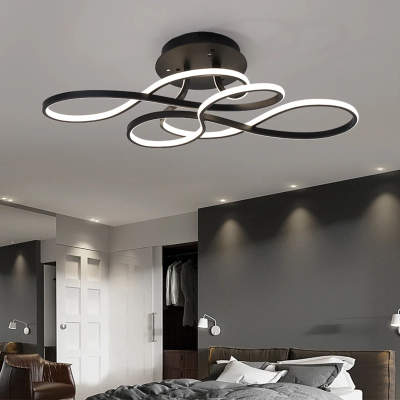 

Modern Ceiling Lamp Led Chandelier For Living Dining Room Bedroom Home Decor Pendant Lamp White/Black Iron Lighting Fixture 70cm