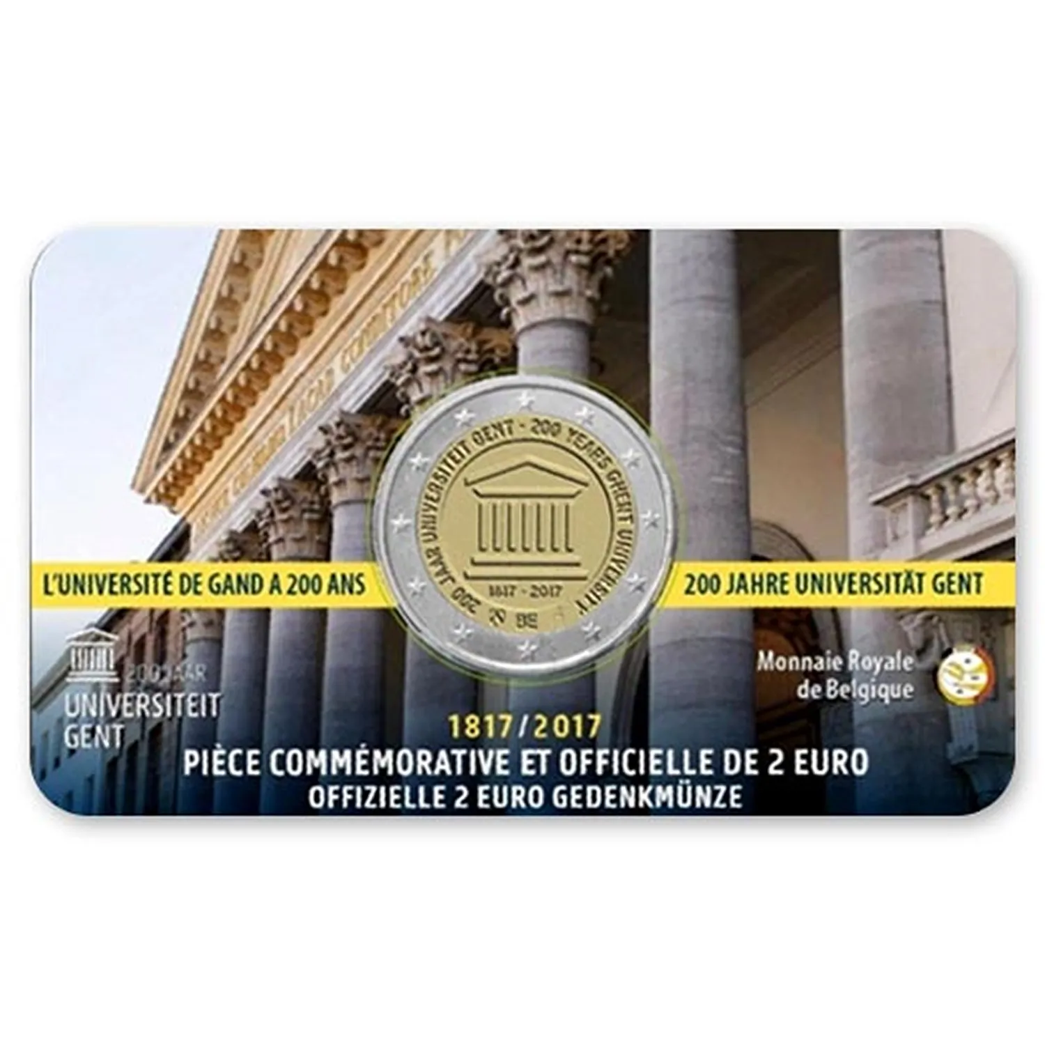 

Belgium Commemorative Coin the 200 Th Anniversary of the Establishment of Ghent University 2017 2 European Format Random