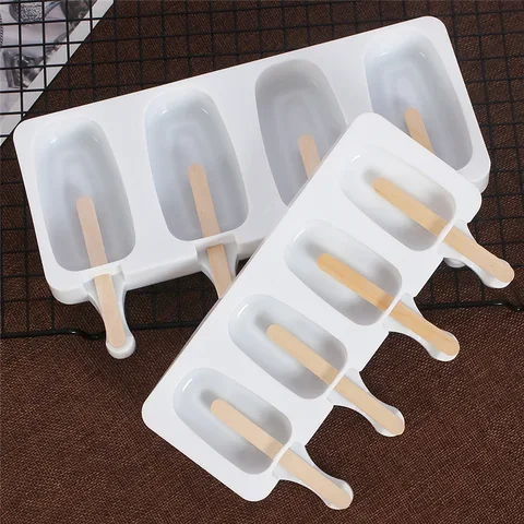 

Silicone Ice Cream Mould Ice Cube Tray Popsicle Barrel DIY Mold Dessert Ice Cream Mold with Popsicle Stick 8/4/ Hole