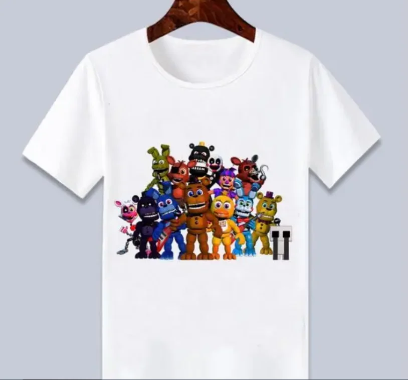

Cute Five Night At Freddy Fnaf 2024 Summer T -Shirt Children Cartoon Printed Tee Shirts tTshirt For Boys/ Girls