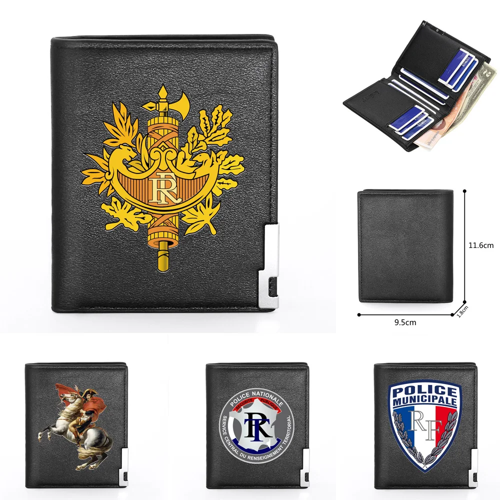 

Fashion The French Republic Theme Design Printing Leather Wallet Men Women Billfold Slim Credit Card Holders Short Purses