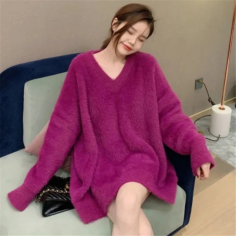 Women Sweater Spring and Autumn New Solid Color V-neck Pullover Loose Comfortable Fashion Commuter Top Female Jacket
Women Sweater Spring and Autumn New Solid Color V-neck Pullover Loose Comfortable Fashion Commuter Top Female Jacket