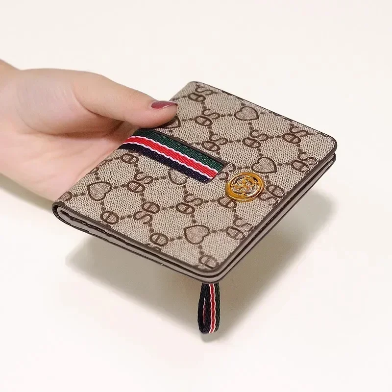 

Genuine Cow Leather + PVC Short Slim Wallet for Women Real Leather Multi Function Thin Card Holder Small Purse Money Clip 7Z