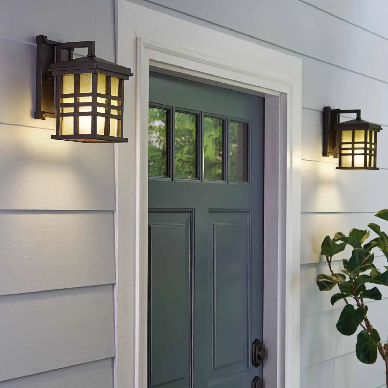 

BH&G Traditional Hardwired Outdoor A19 Wall Sconce Light, 8W /60W Equiv Bronze Glass Shade 1-Light