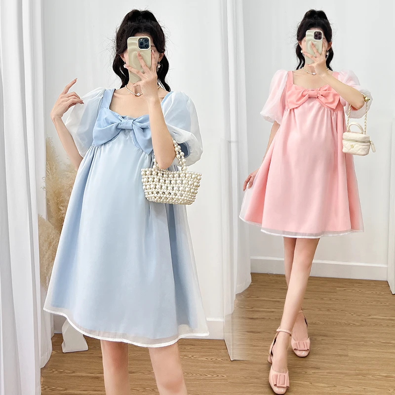 Sweet Bowknot Square Collar Short Sleeve Maternity Summer Organza Shirts Plus Size Princess Dress Clothes Pregnant Woman Blouses
Sweet Bowknot Square Collar Short Sleeve Maternity Summer Organza Shirts Plus Size Princess Dress Clothes Pregnant Woman Blouses