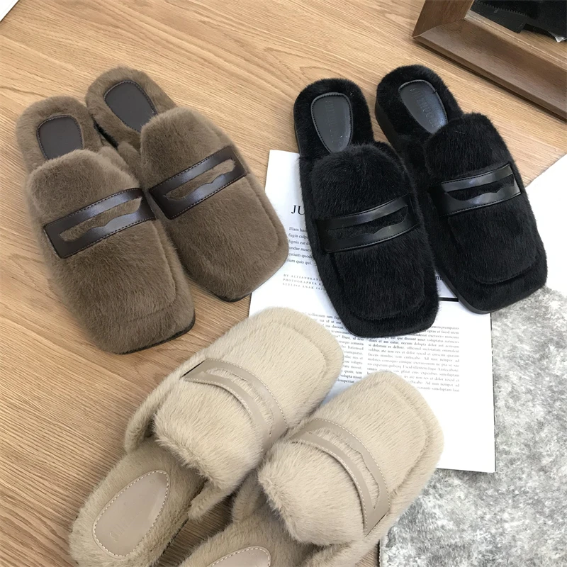 2023 Winter Classics Low Heel Slides Elegant Warm Slip on Flats Soft Cozy Fur Slippers Women Black Brown House Women Shoes New
2023 Winter Classics Low Heel Slides Elegant Warm Slip on Flats Soft Cozy Fur Slippers Women Black Brown House Women Shoes New