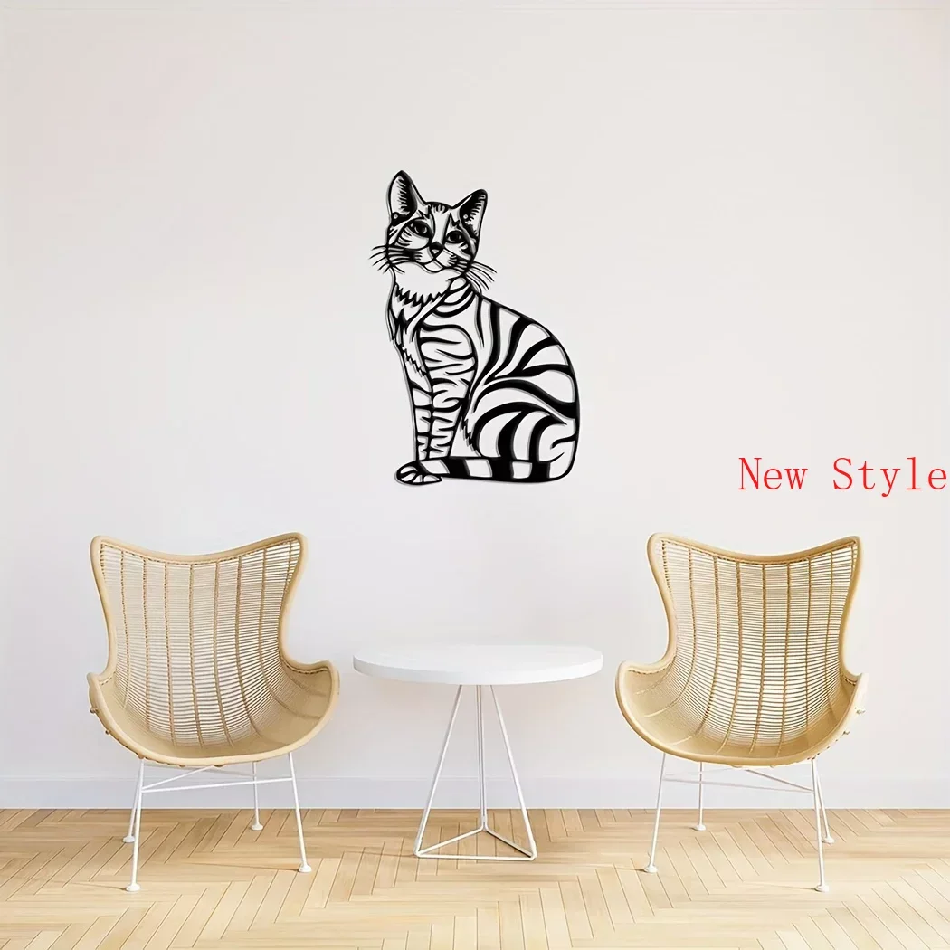 

1pc Cat Metal Sign Wall Decor Cat Wall Hanging Ornament Cat Forest Cabin Sign Wildlife Lover Gift Home Background Decor Home Dec