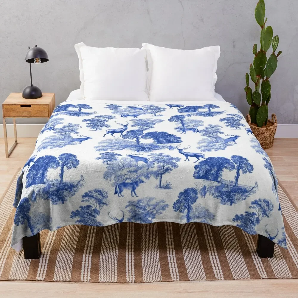Classic Blue French Toile Deer in Forest Countryside Pattern Throw Blanket Fluffy Shaggy Furry Beach Blankets
Classic Blue French Toile Deer in Forest Countryside Pattern Throw Blanket Fluffy Shaggy Furry Beach Blankets