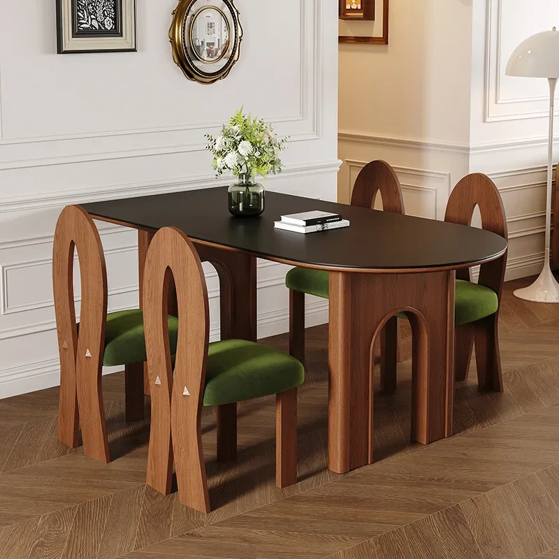 French Medieval Solid Wood Rock Plate Half Round Dining Table Small Unit Dining Table Retro Wind Wall Table and Chair Combinatio
French Medieval Solid Wood Rock Plate Half Round Dining Table Small Unit Dining Table Retro Wind Wall Table and Chair Combinatio