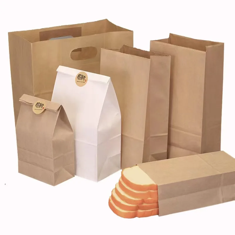 

Оптовая продажа, коричневые бумажные пакеты для хлеба из крафт-бумаги