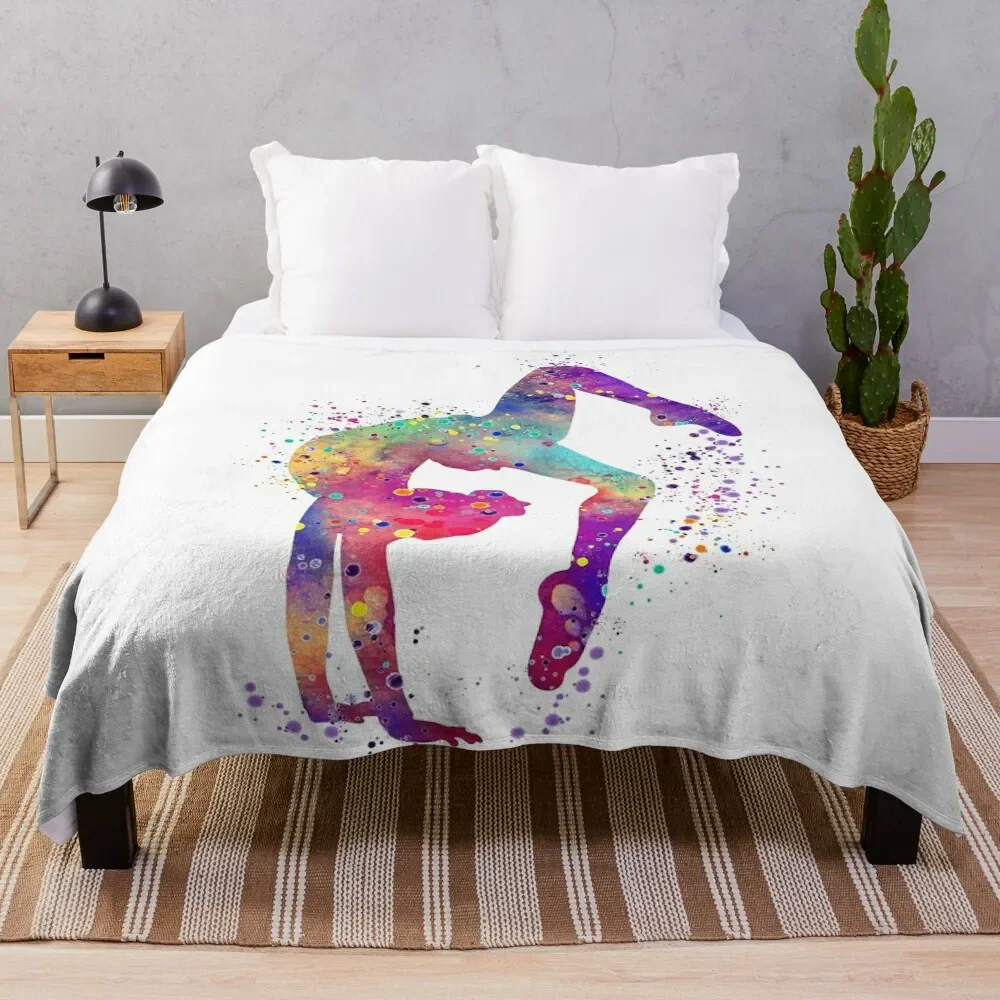 

Gymnastics Girl Tumbling Colorful Watercolor Art Gift Throw Blanket sofa bed manga Sofa Blankets